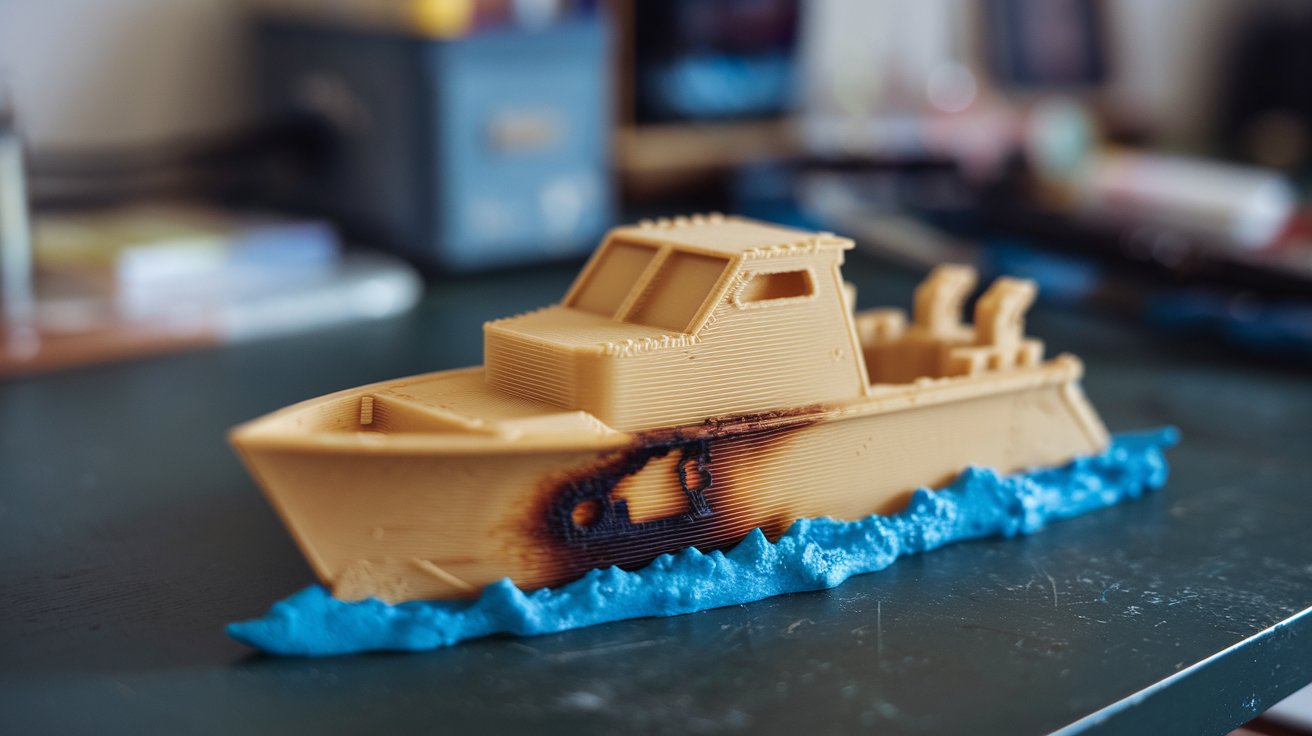 3D printed boat toy burns a little.