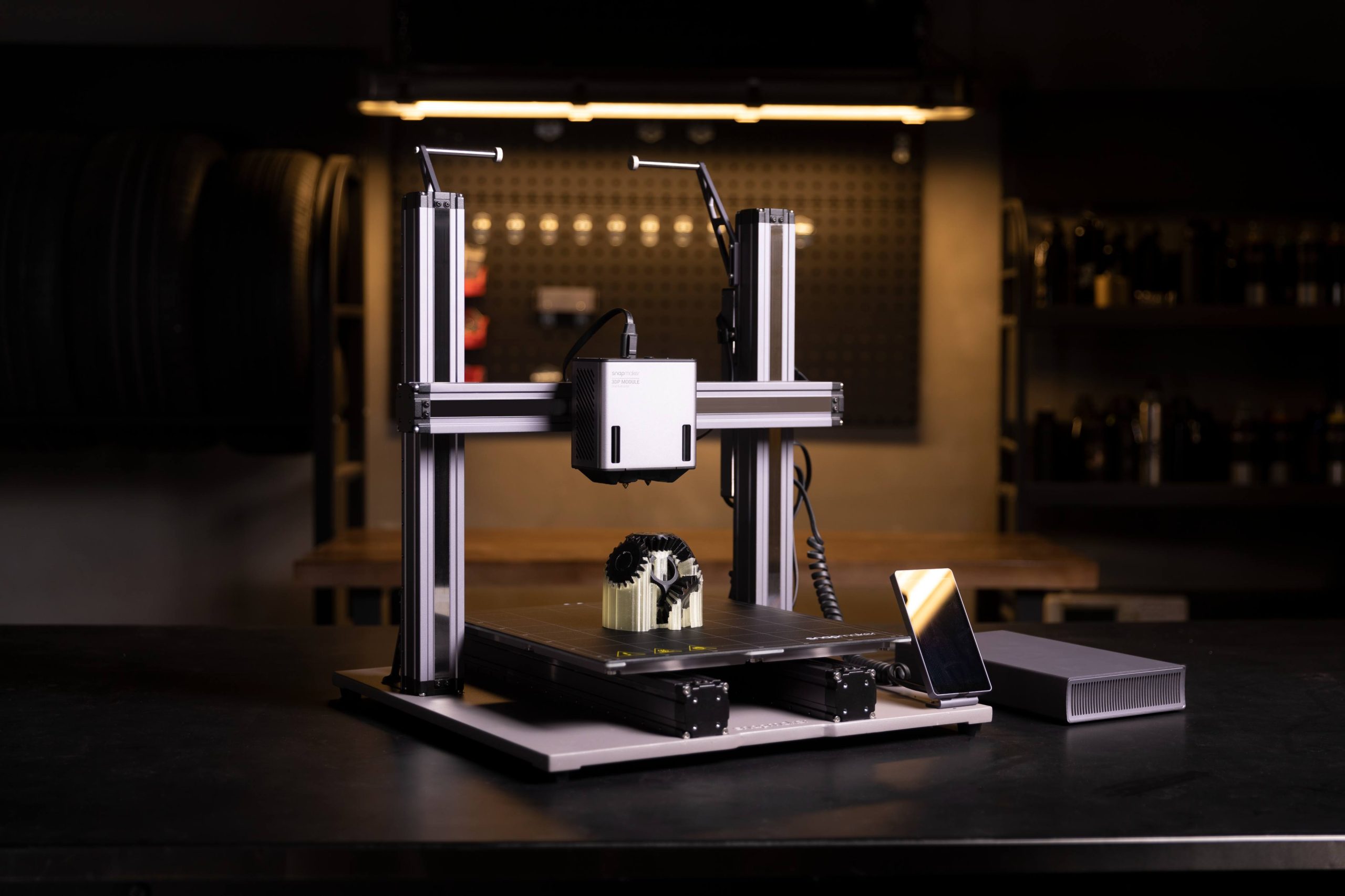 Dual extruder 3D printing a multi-material model.