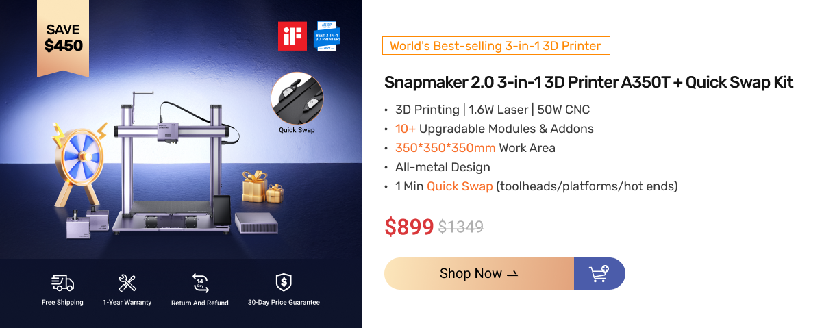 Snapmaker 3-in-1 3D printer black friday sale.