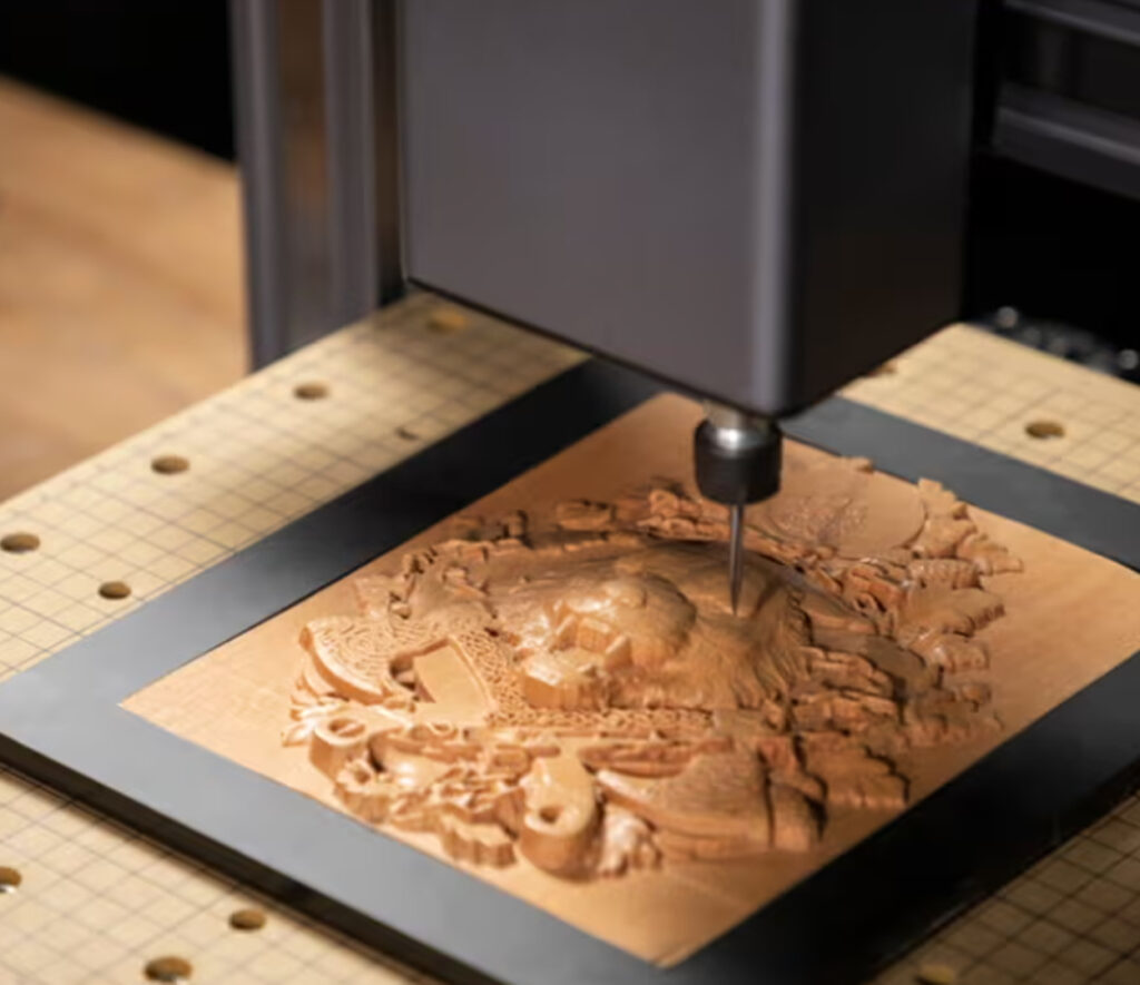 CNC engraved wooden lion