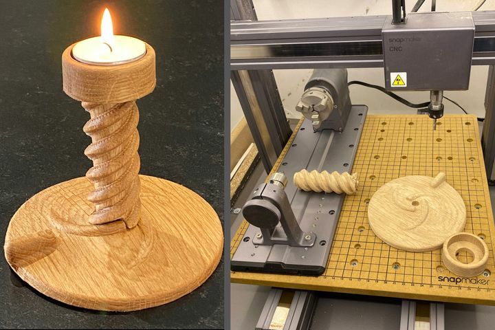 CNC Carved Christmas Ornament Candle Holder