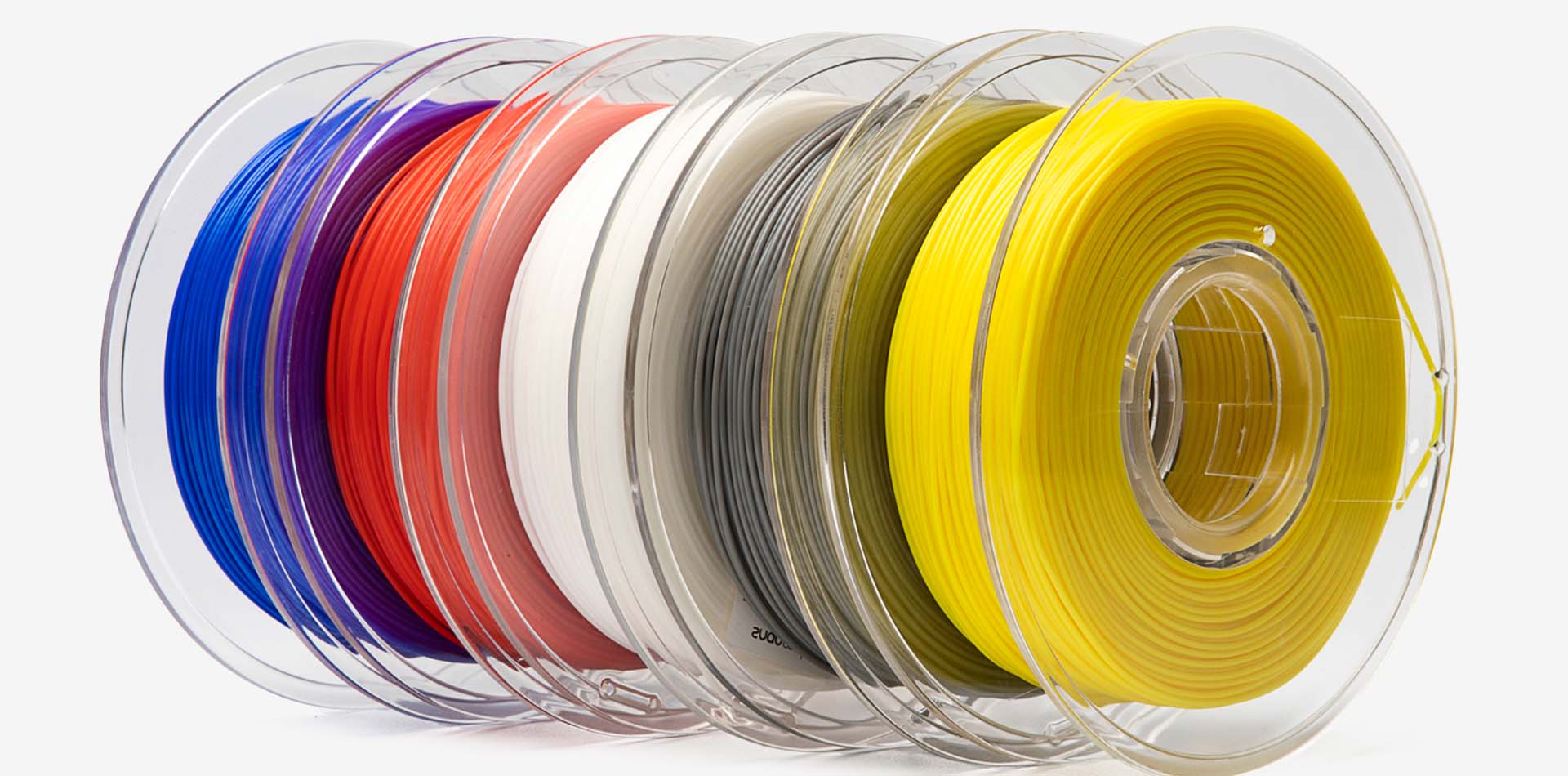 spools of filaments in various color